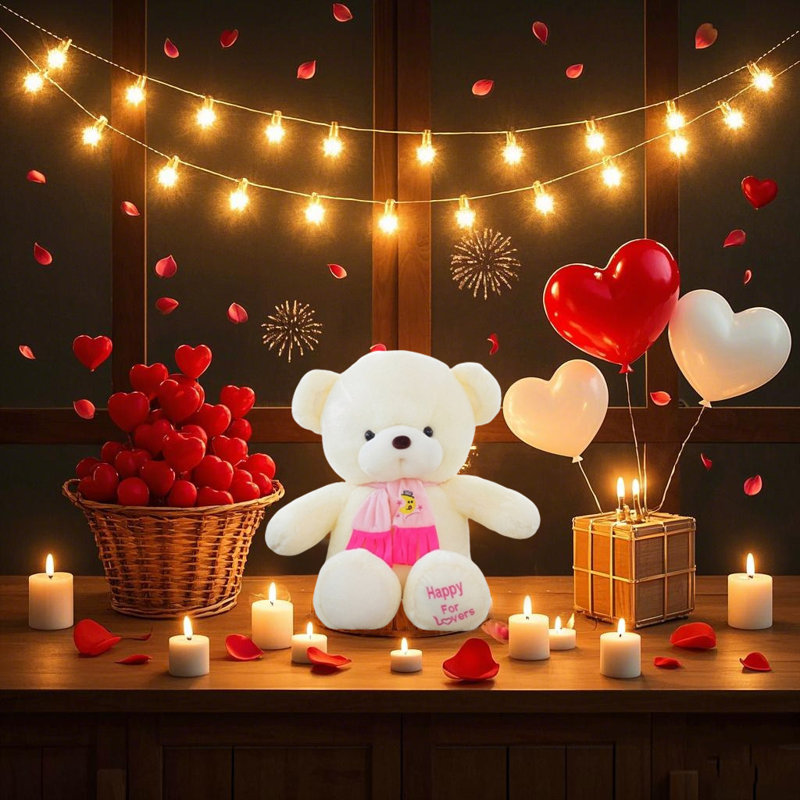 Mother's Day Valentine's Day scarf Bear ornament, 30cm11.81in Bear doll ornament, Birthday Valentine's Day Mother's Day graduation gift, Valentine's Day cabin decoration Bear ornament
