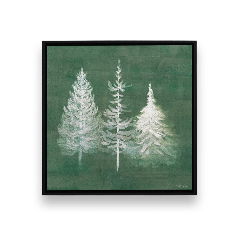 «Vintage Snowy Trees», reproduction sur toile encadrée, Cadre noir, H 32,75 po x l 32,75 po x P 1,75 po
