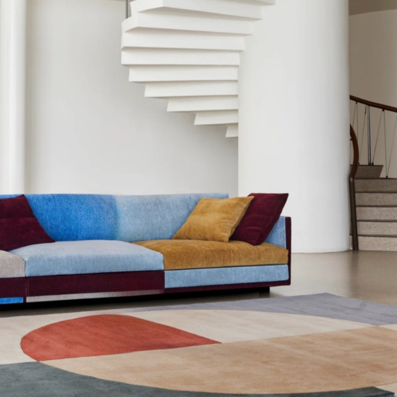 Retro Creative Casual Sofa, Blue/Yellow/Brown