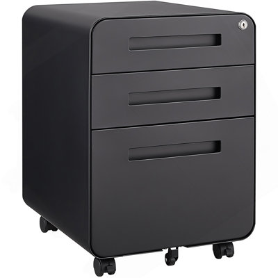 3-drawer Mobile File Cabinet For Office , Waterproof & Moisture-resistant, Anti-tilt Design With 5 Wheels, Suitable For Legal/letter/a4 Files by Inbox Zero