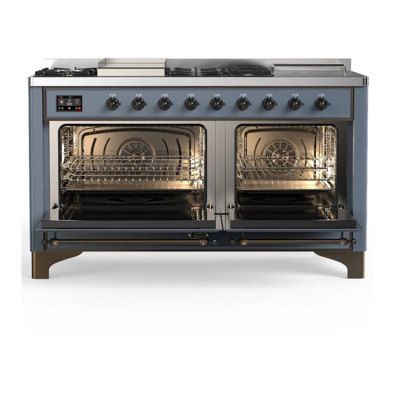 Majestic III Series 60 Inch Dual Fuel Range with 7 Sealed Burners, Griddle, Frenchtop in Antique White (Natural Gas, Copper Trim)