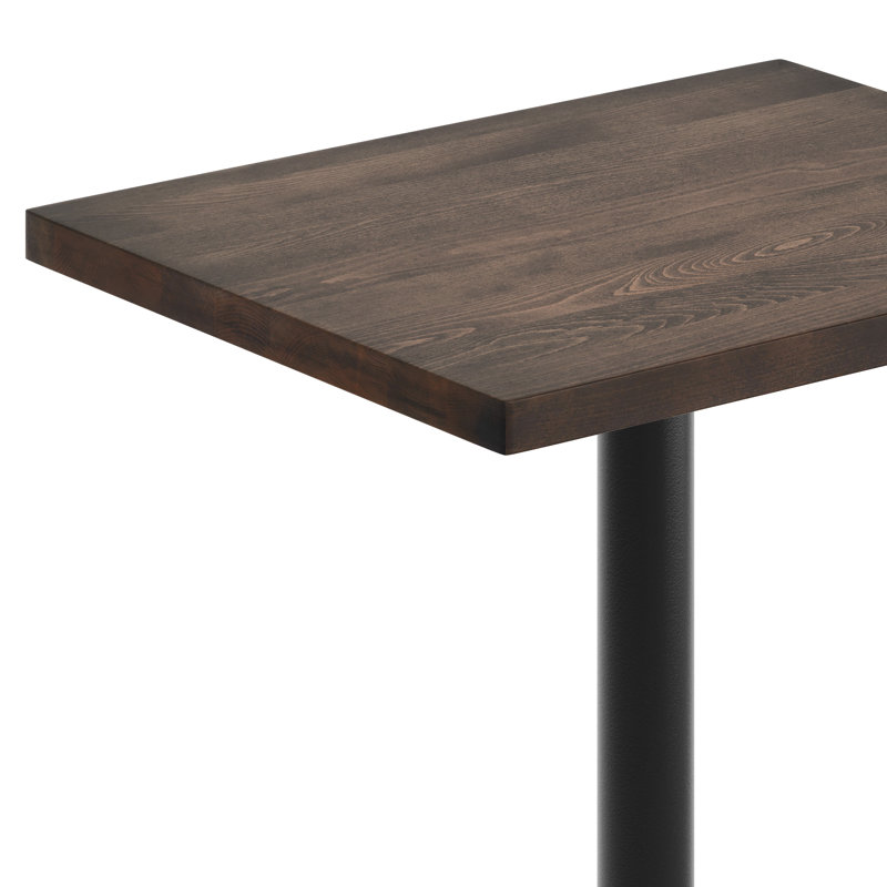 Plateau de table rectangulaire en bois massif avec base en X, Bois brun foncé, H 29,5 po x L 30 po x l 24 po, Noir