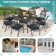 9-Piece Dining Set includes 1 round table with detachable lazy susan, 8 cushioned chairs