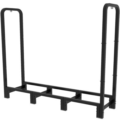 Firewood Rack Stand 4Ft Heavy Duty Logs Carrier Holder For Outdoor Indoor Fireplace, Matte Black