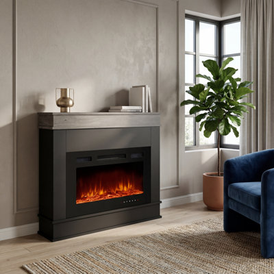 Foyer électrique 57 po avec manteau de cheminée 57 po, couleur minimaliste moderne