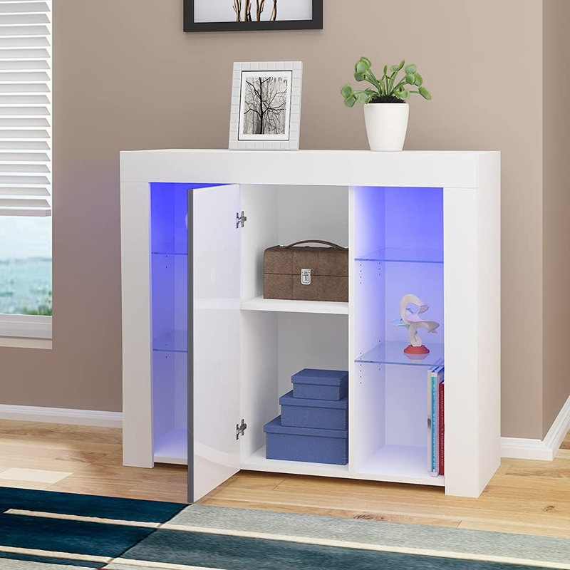 94 cm W Sideboard, White sideboard+Gray door
