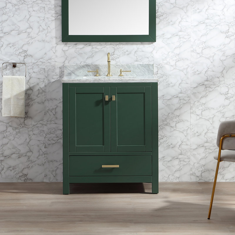 Meuble-lavabo simple 30 po avec comptoir Whitney, Vert, Or