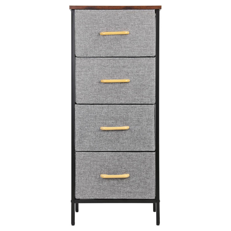 Metal 40cm W Chest of Drawers, Yellow/Brown/Grey