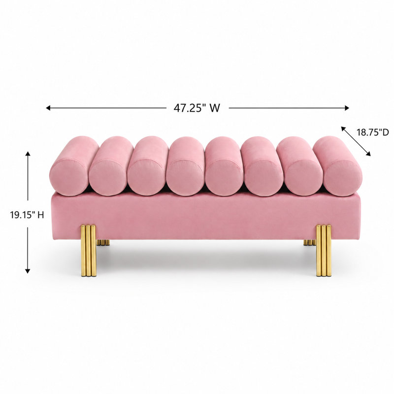 Banc de repose-pieds Modern Velvet, Rose
