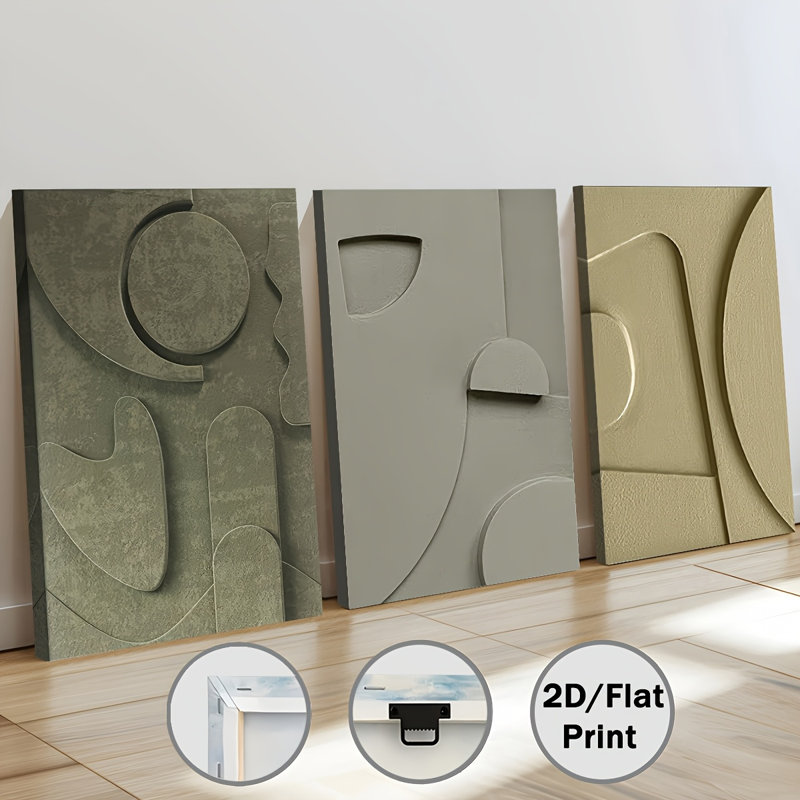 Impression sur toile 3 pièces à motif géométrique Morandi Tone pour salon haut de gamme, 30 * 20 pouces 3 pièces