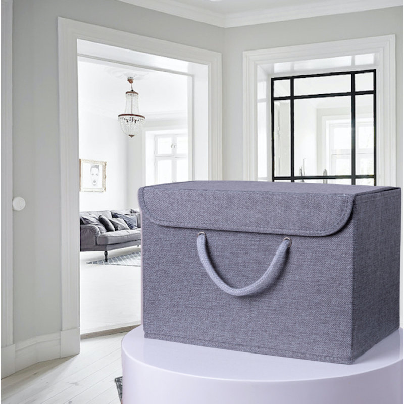 Marlow Home Co. Fabric And Canvas Storage Fabric Decorative Bin, Pack of 2, Grey