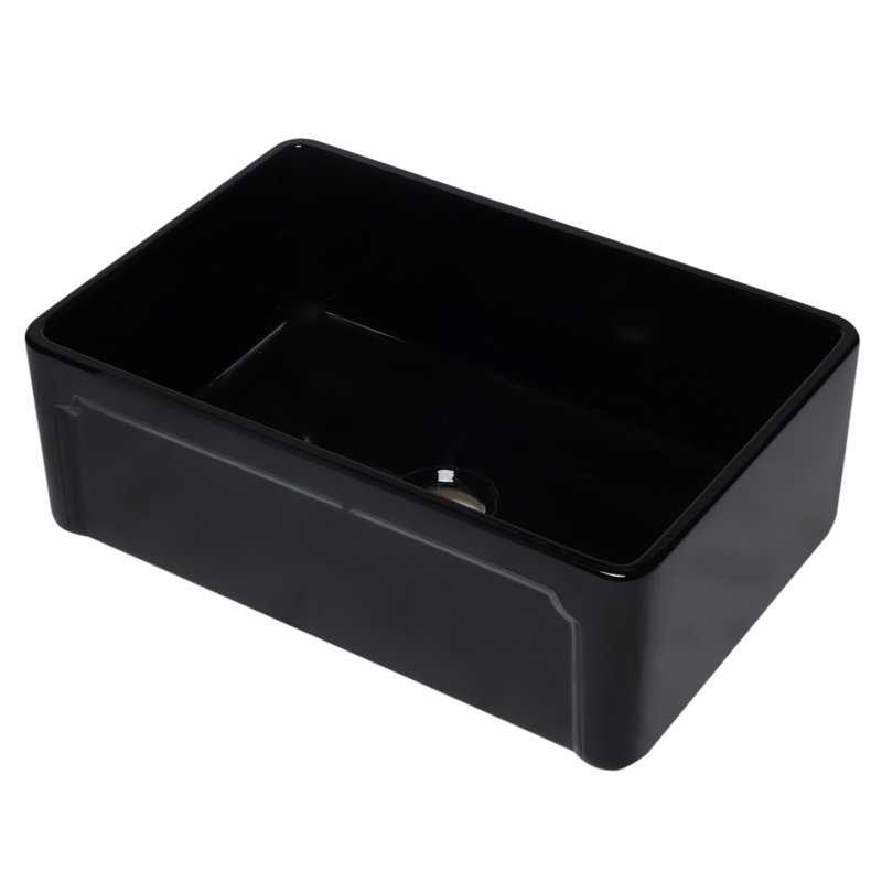 29.75'' L Single Bowl Fireclay Kitchen Sink, Black