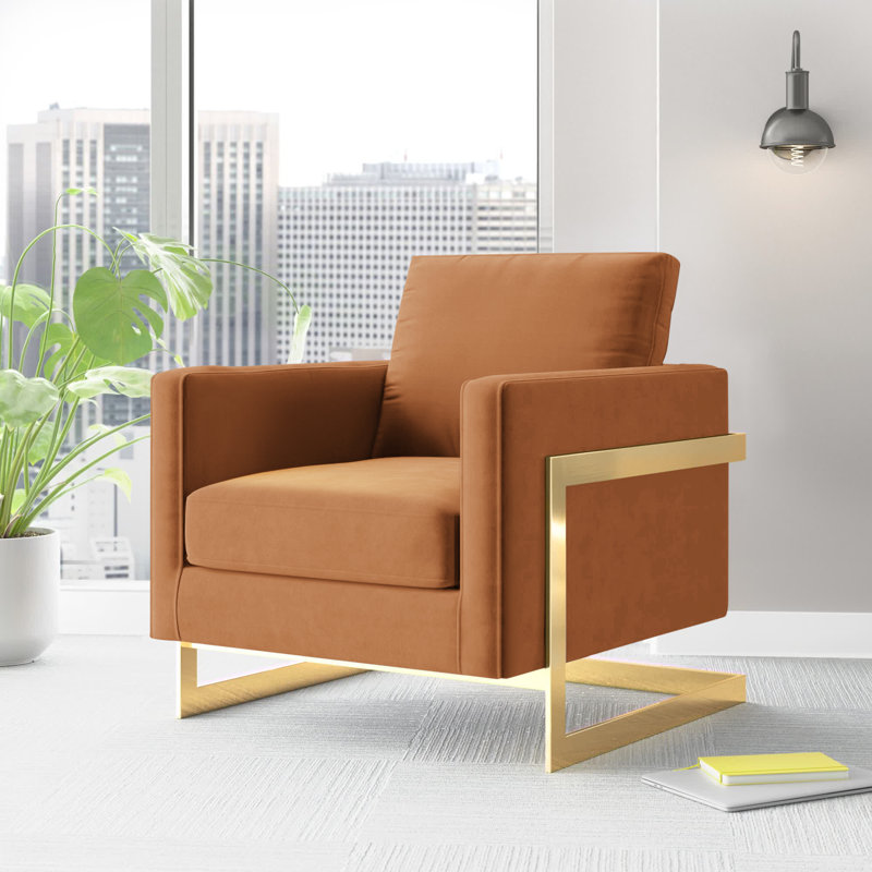 Fauteuil d'appoint en tissu Posse, Polyester cognac, Noir