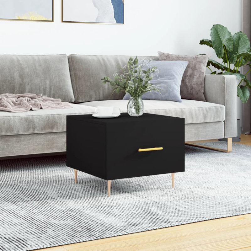 Mascoutah Four Leg Coffee Table with Storage, Black