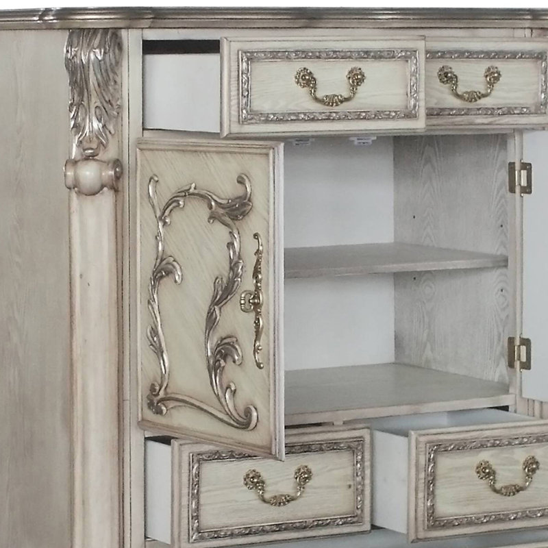 Ira 5 Drawer 42.6" W Gentlemens Chest, Vintage Bone White