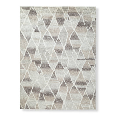 Wool Abstract Area Rug in Gray/White/Brown