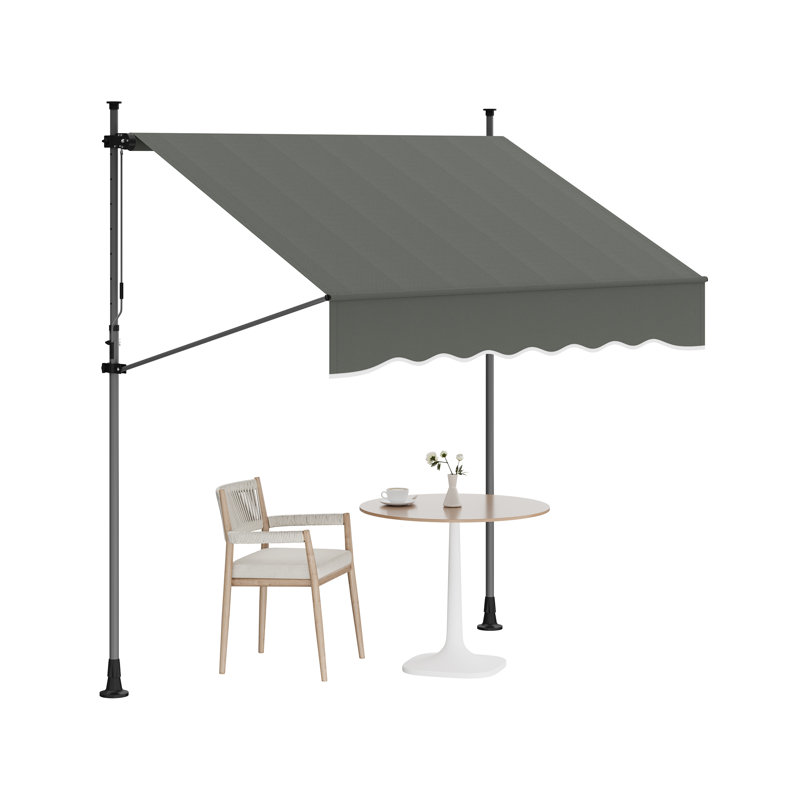 Manual Retractable Awning 118in w x 118in h Side Bar 47-59in Patio Awning Retractable Outdoor Sunshade Shelter Height Adjustable Sunsetter Retractable Awning UV Protection for Backyard Garden