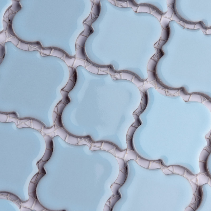 Hudson Tangier 12-3/8 " x 12-3/8 " Porcelain Arabesque Mosaic Wall & Floor Tile, Cashmere Blue