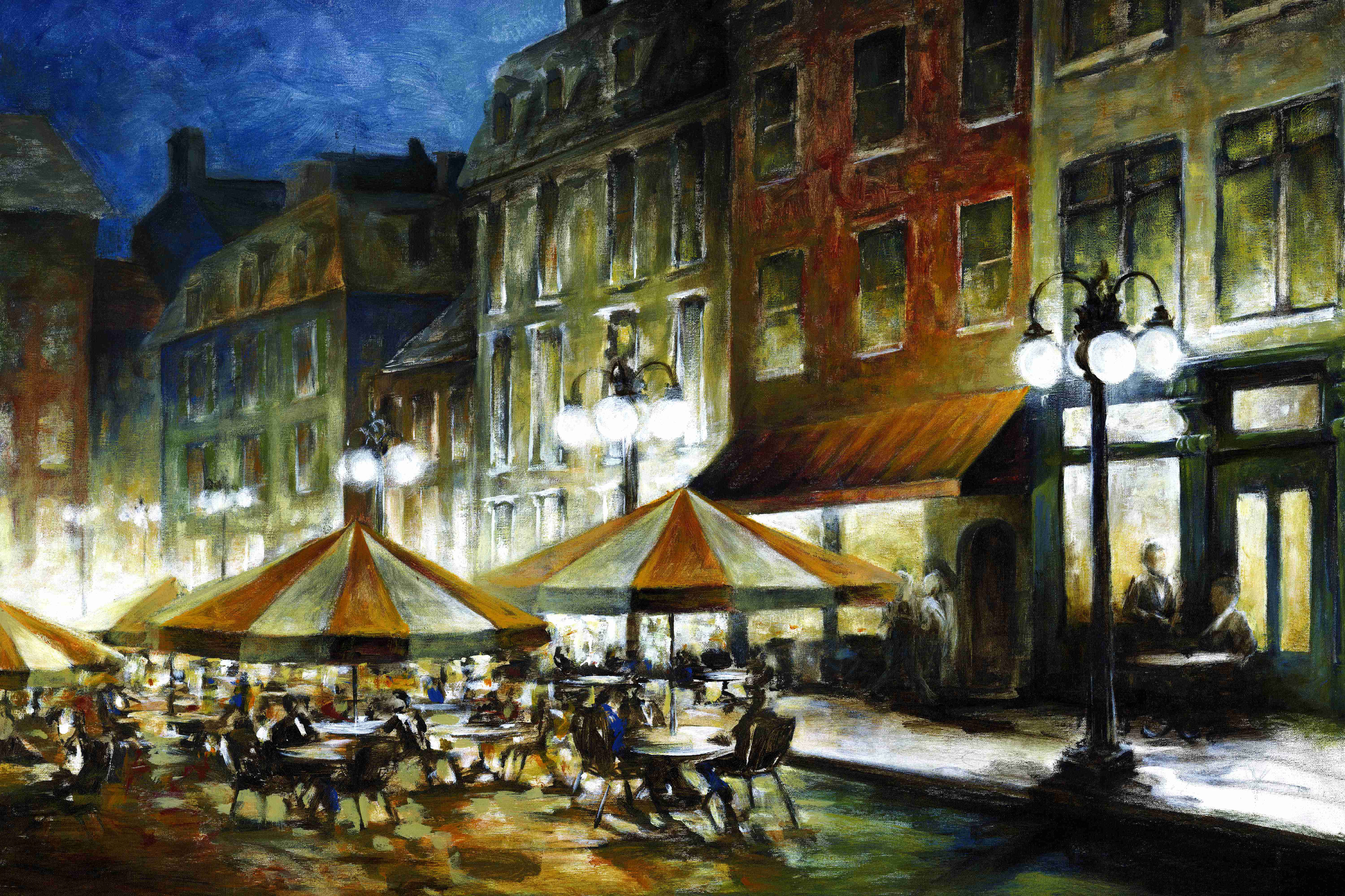 Winston Porter Cafe Bistro Night - Wrapped Canvas Painting | Wayfair