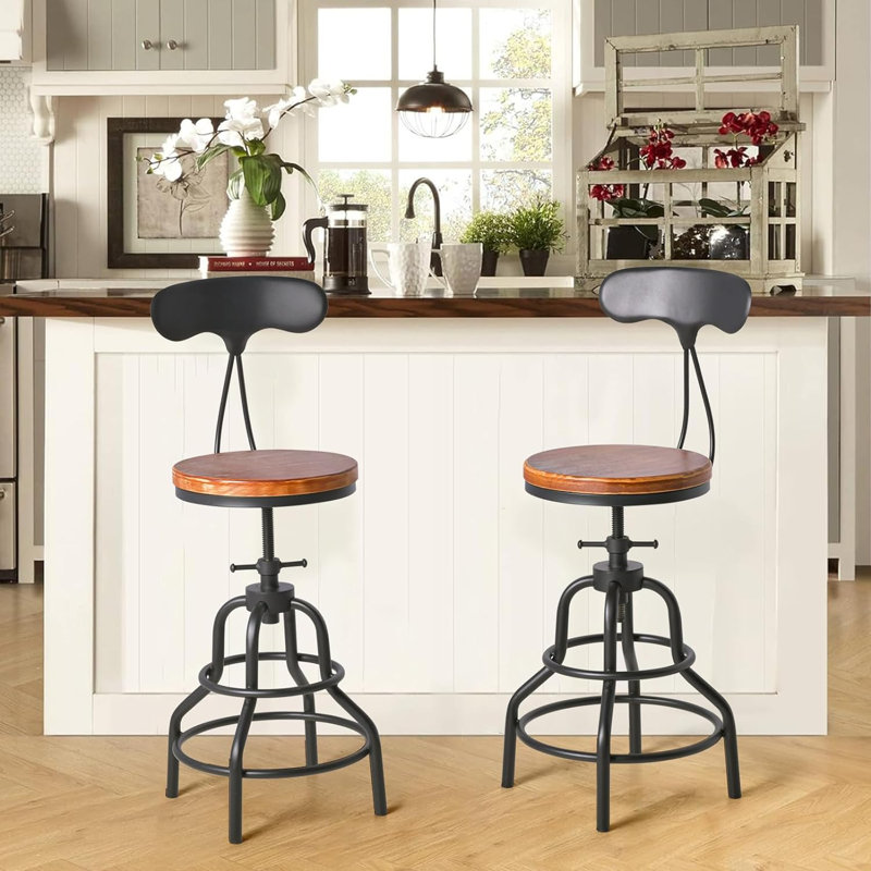 Tabouret pivotant en bois massif Jaisyn