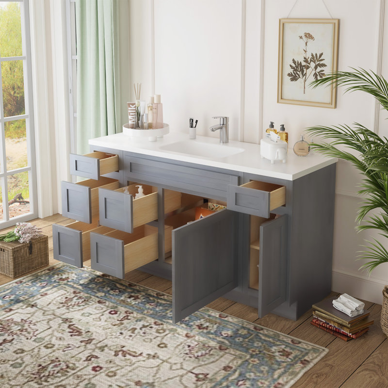 Base de meuble-lavabo simple 60 po seulement, Argent