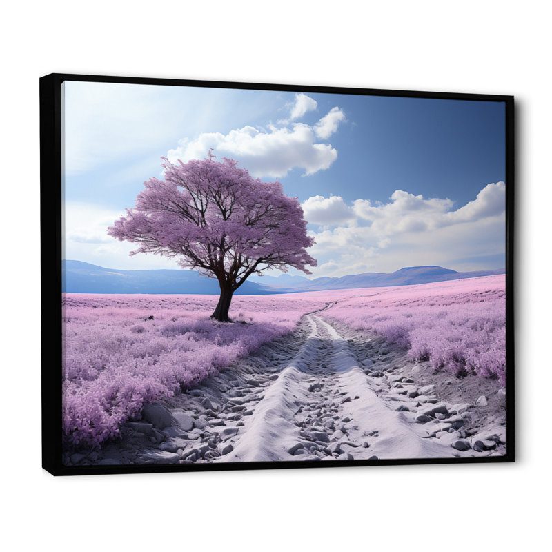 " Flower Field Ethereal Lavender II ", H 24 po x l 32 po x P 1 po, Cadre flottant noir