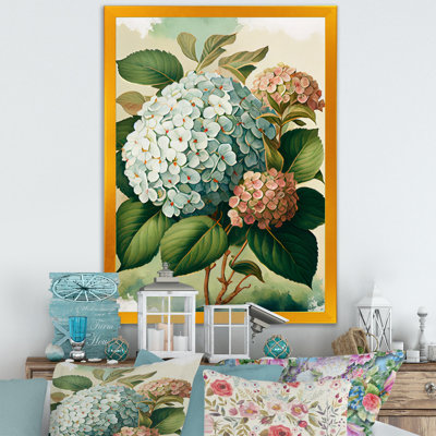 Hydrangena bleu rétro II - art mural floral