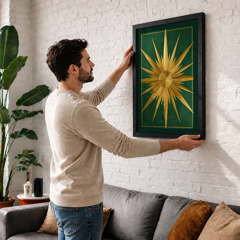 Radiant Geometry Geometric - Framed Print, A2 - 59.4 x 42.0 cm, Oak