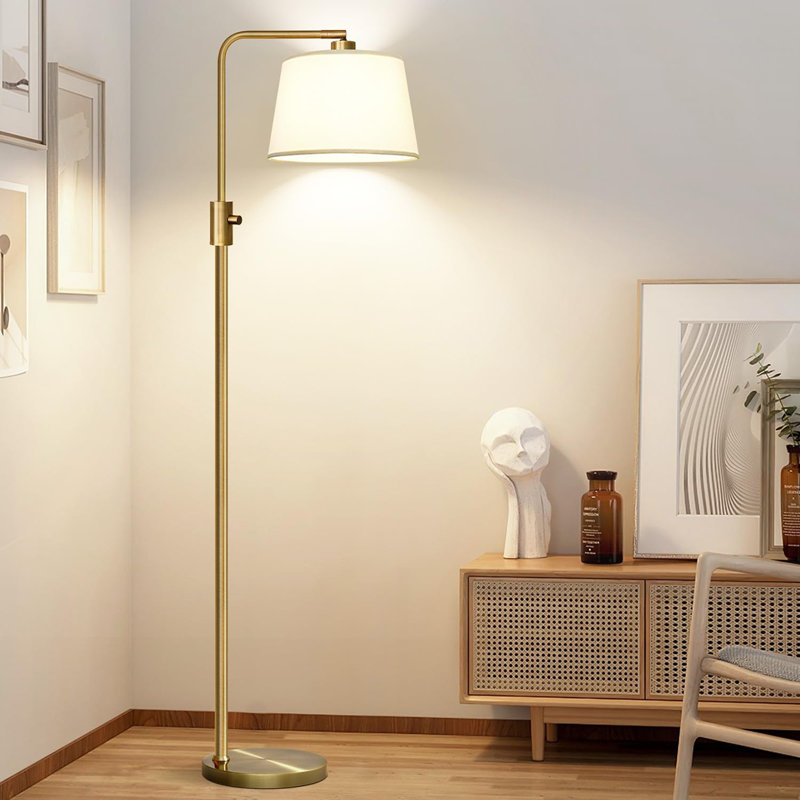 Floor Lamp with 1000 Lumens LED Edison Bulb, Beige, Gold