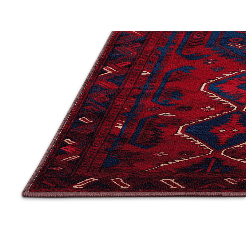 Tapis rouge turc lavable à la machine, Rectangulaire 3 pi x 5 pi