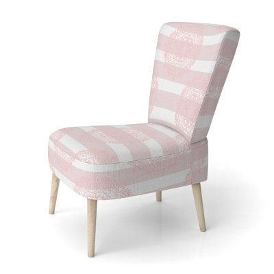 Pink Floral Striped - Upholstered Patterned Accent Side Chair