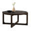 Ensemble de table 3 pièces de style transitionnel 1 table de cocktail 42 po 1 table de cocktail 25 po 1 table de bout avec plateau en pierre et en bois, tablette inférieure inférieure, base en tréteaux, finition noyer foncé