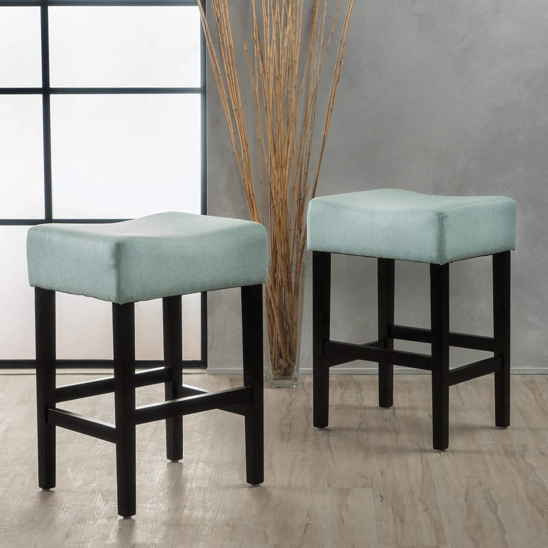 Ensemble de 2 tabourets de bar à hauteur de comptoir en cuir 26,75 po, bleu clair