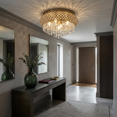 Delainy Metal and Crystal Drum Chandelier