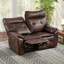 Canapé double inclinable électrique en cuir pleine fleur classique de 156 cm de large, avec port USB et poche de rangement latérale