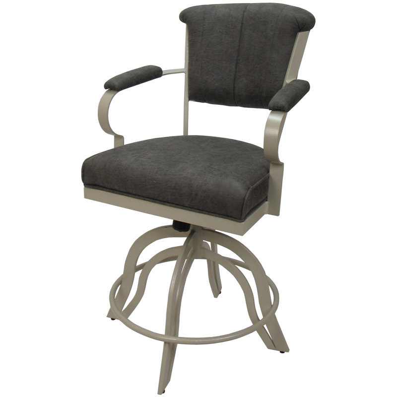 Raddie Swivel Metal Bar Stool 30" Seat, Beige, Gray