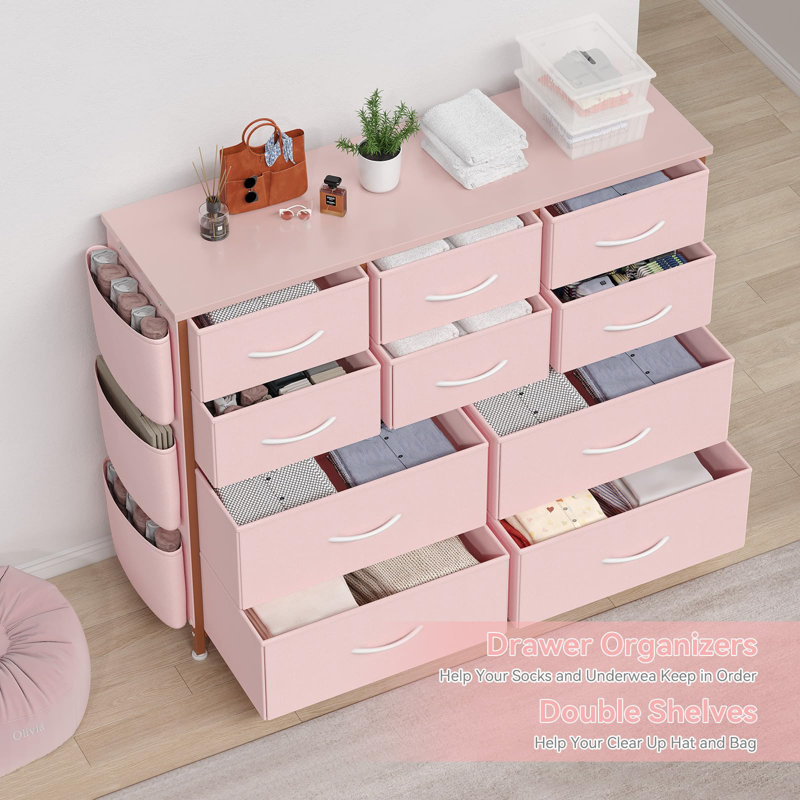 Commode 10 tiroirs pour chambre à coucher, Rose