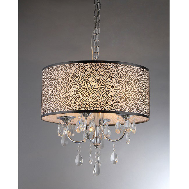 4 - Light Glass Dimmable Drum Chandelier