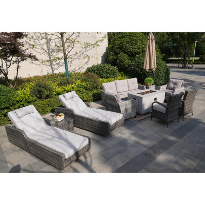 9 - Person Patio Conversation Set with Cushions