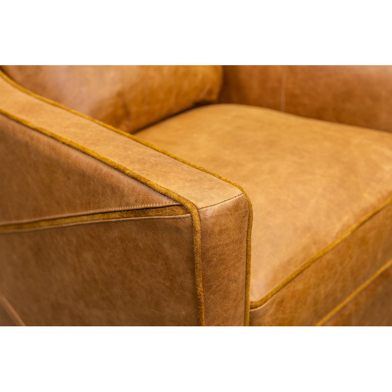 Fauteuil pivotant en cuir véritable 28,5 po, Cuir semi-aniline Ale