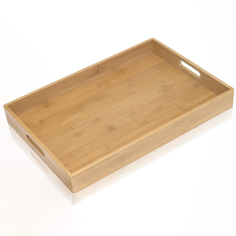 Bamboo Breakfast Tray With Handle, Decorative Tray For Dining, Working, Storage