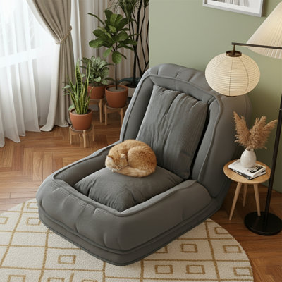  Lit pour chien 70 po rembourré et canapé de plancher rembourré à 5 positions réglable - gris