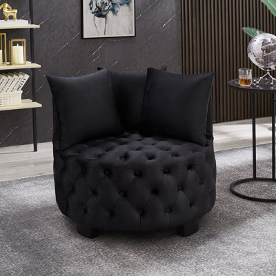 Chaise d'appoint contemporaine rembourrée avec dossier en croissant et coussins moelleux
