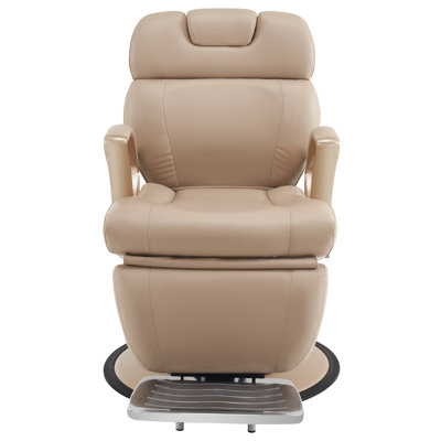 Manrico 26" Width Heavy Duty Reclining Barber Chair, Hydraulic Swivel Salon Chair Faux Leather