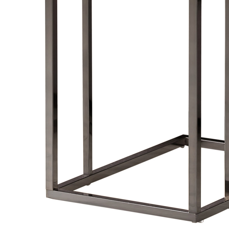 Weathered Grey And Black Snack Table With Expandable Top