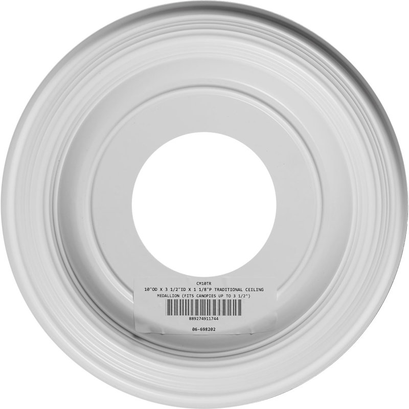 Traditional Traditional Thermoformed PVC Ceiling Medallion, 10" H x 10" W x 1.13" D, White