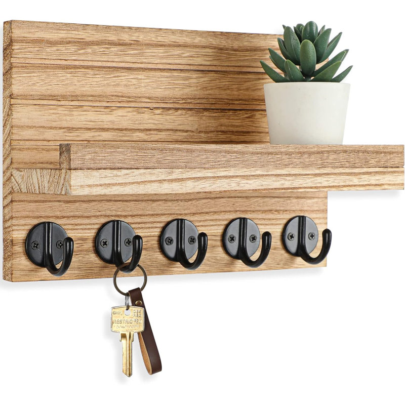 Organisateur mural en bois avec tableau noir Divoll, Naturel