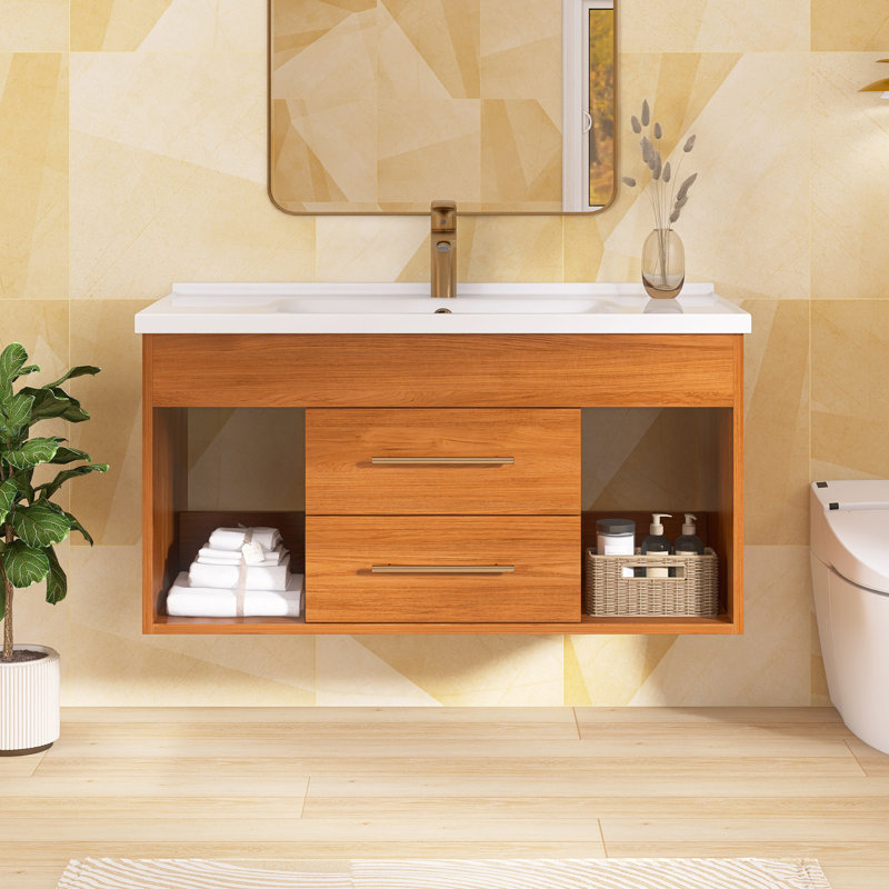 Meuble-lavabo mural simple 35,4 po avec comptoir en céramique