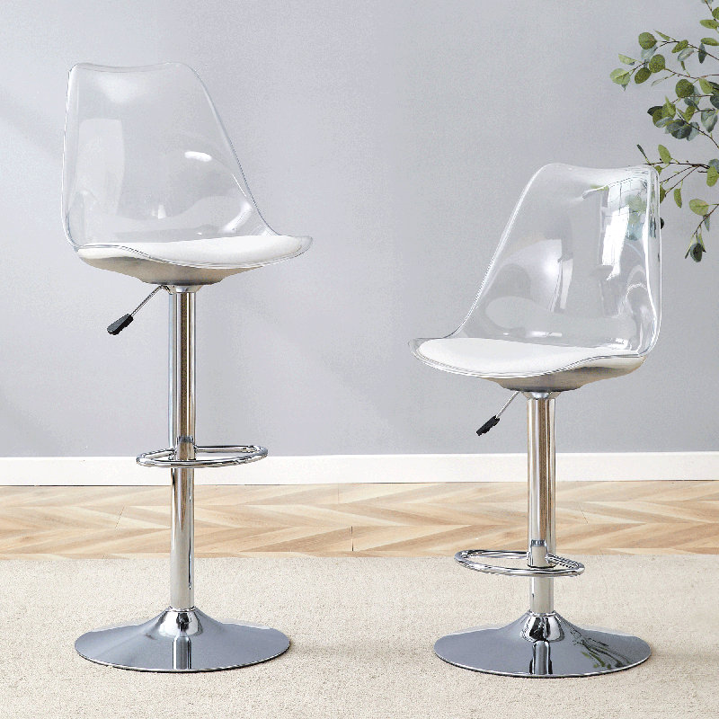 Chaises et tabourets de bar modernes et minimalistes avec dossier moyen, pivot réglable et réglage pneumatique de la hauteur