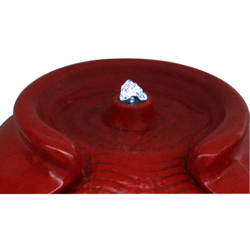 Fontaine d'extérieur 17 po glacée à la main avec lumières DEL et surface texturée, Rouge vif